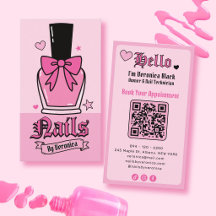 Roze nagellakfles met strik nagelsalon QR-code