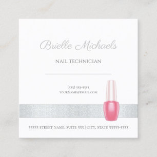 Roze Nagellaktechnicus Ontwerp Vierkante Visitekaartje