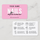 Roze nagels Aftercare Card Visitekaartje (Voorkant / Achterkant)