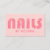 Roze nagels Glitter schrijft Typografie Nail Tech Visitekaartje (Voorkant)