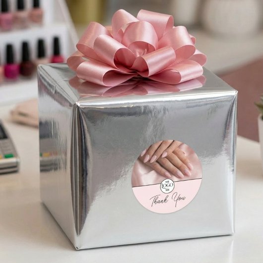 Roze Nagelstudio Moderne Script Waardering Ronde Sticker