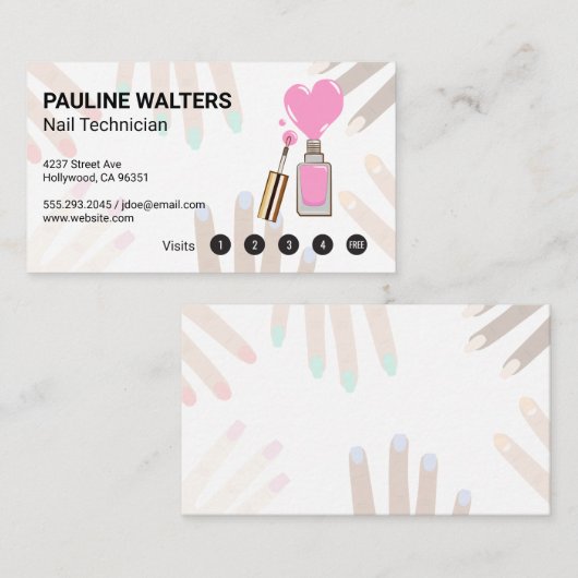 Roze Nail Pools | Loyalty-kaarten Klantenkaartje (Voorkant / Achterkant)