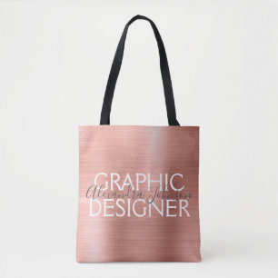 Roze & nam het Gouden Geborstelde Grafische Tote Bag