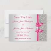 Roze namaak boog & diamanten Save The Date (Achterkant)