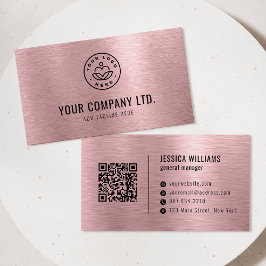 Roze namaak geborsteld metalen professionele QR-co Visitekaartje