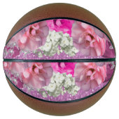 Roze namaak glitters en bloemen basketbal (Voorkant)