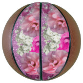 Roze namaak glitters en bloemen basketbal (Verticaal)