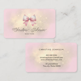 roze namaak glitters lint logo visitekaartje