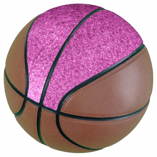 Roze namaak glitters mini basketbal (Schuin)