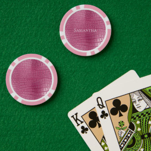 Roze namaak krokodil dierenprint poker chips