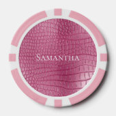Roze namaak krokodil dierprint poker chips (Voorkant)
