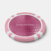 Roze namaak krokodil dierprint poker chips (Enkel)