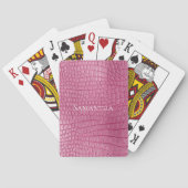 Roze namaak krokodil dierprint pokerkaarten (Achterkant)