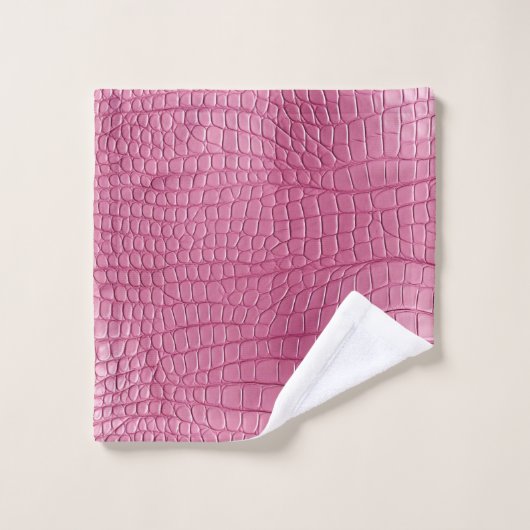 Roze namaak krokodilendierenprint bad handdoek (Wasdoekje)