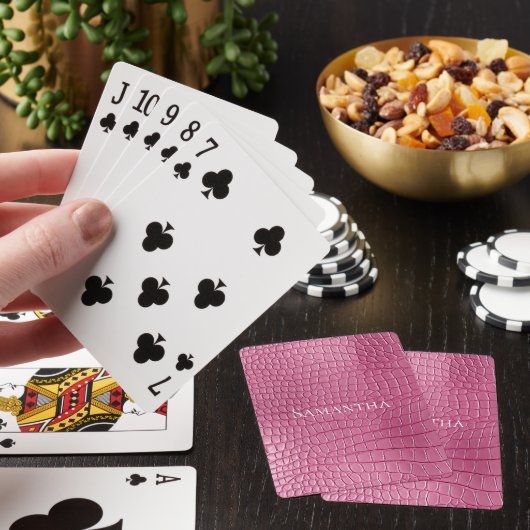 Roze namaak krokodillenprint pokerkaarten (Insitu)