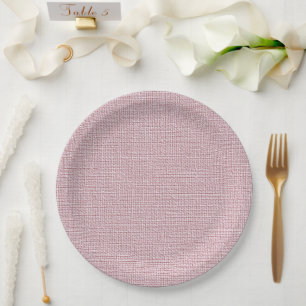 Roze namaak linnen stof Elegant  Papieren Bordje