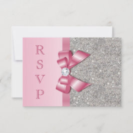 Roze namaakboog & Diamanten RSVP Kaartje