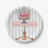 Roze namiddag of ochtendtheefeestje papieren bordje (Voorkant)