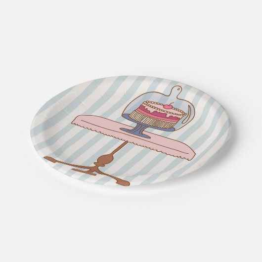 Roze namiddag of ochtendtheefeestje papieren bordje (Gekanteld)