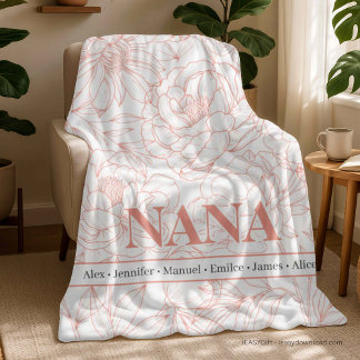 Roze NANA Namen op Bestelling Fleece Deken