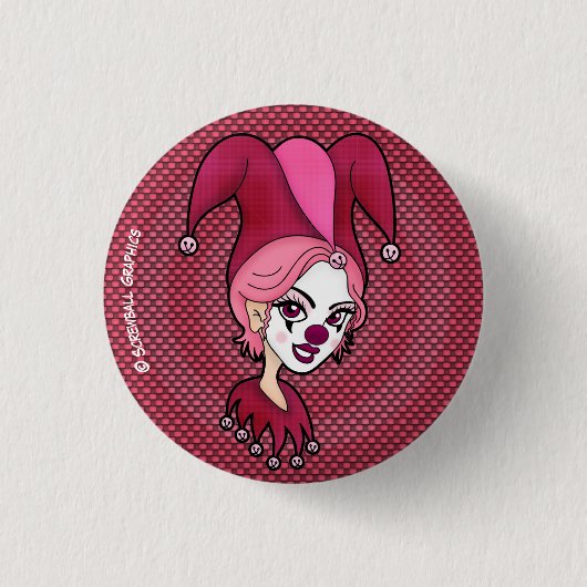 Roze Narrenknoop (Klein) Ronde Button 3,2 Cm (Voorkant)