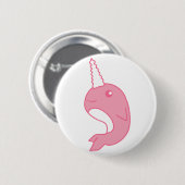 Roze Narwhal Ronde Button 5,7 Cm (Voorkant /achterkant)