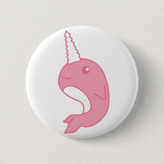 Roze Narwhal Ronde Button 5,7 Cm