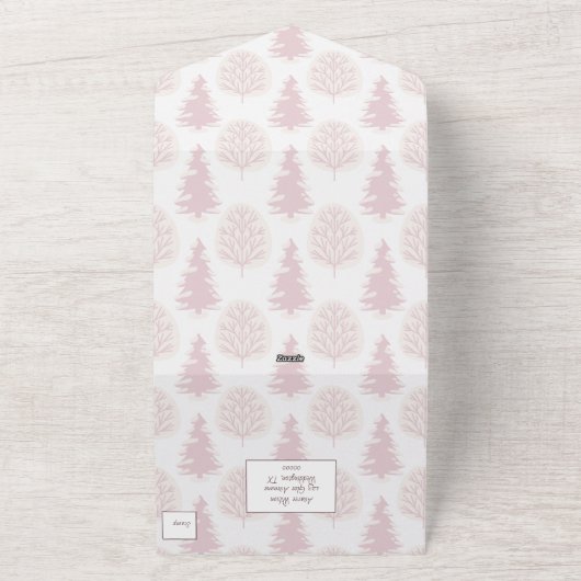 Roze Naturen winterbomen in de openlucht All In One Uitnodiging (Buitenkant)