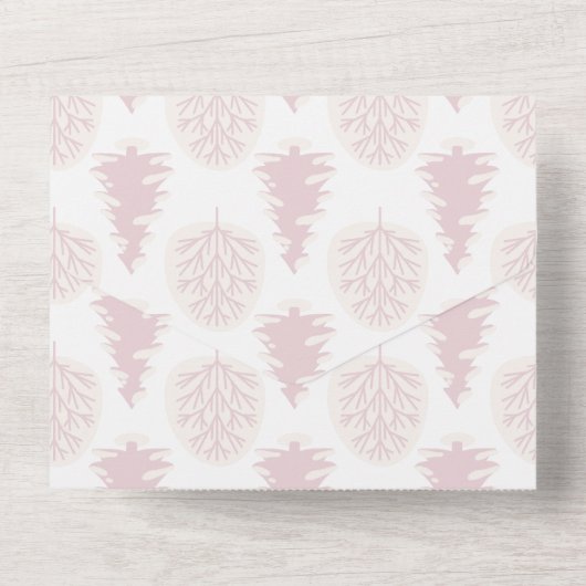 Roze Naturen winterbomen in de openlucht All In One Uitnodiging (Achterkant)