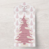 Roze Naturen winterbomen in de openlucht All In One Uitnodiging (Binnen)
