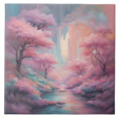 Roze Natuur Bos AI-kunst Tegeltje (Voorkant)