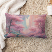 Roze Natuur Forest AI kunstkussen