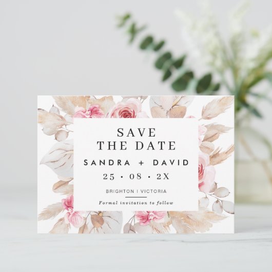 Roze natuurlijke tonnen Pampas sparen de Datum Kaa Kaart (Staand voorkant)