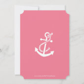 Roze Nautical Anchor Birthday Party nodigt uit Kaart (Achterkant)