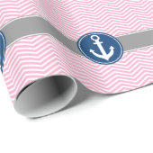 Roze Nautical Anchor Chevron Cadeaupapier (Rol Hoek)