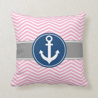 Roze Nautical Anchor Chevron Kussen