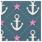 Roze Nautical Anchor Fabric Stof (Close Up)