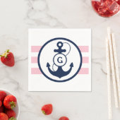 Roze Nautical Anchor Monogram Servetten (Insitu)