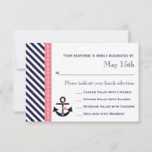 Roze Nautical Anchor RSVP Responskaarten voor de m Kaartje (Achterkant)