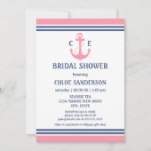 Roze Nautical Bridal Shower Invitations Kaart (Voorkant)