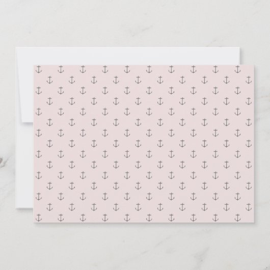 Roze Nautical Monogram Foto de datum opslaan Save The Date (Achterkant)