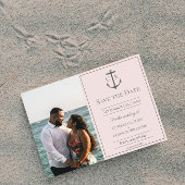 Roze Nautical Monogram Foto de datum opslaan Save The Date