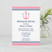 Roze Nautical Rehearsal Dinner Invitations Kaart (Staand voorkant)