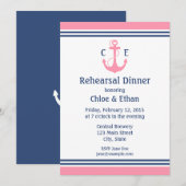 Roze Nautical Rehearsal Dinner Invitations Kaart (Voorkant / Achterkant)
