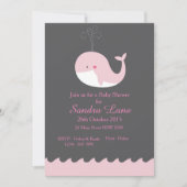 Roze Nautical Whale Baby shower Invitation Kaart (Voorkant)