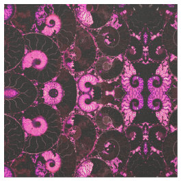 Roze Nautilus abstract fossiel schelppatroon Stof