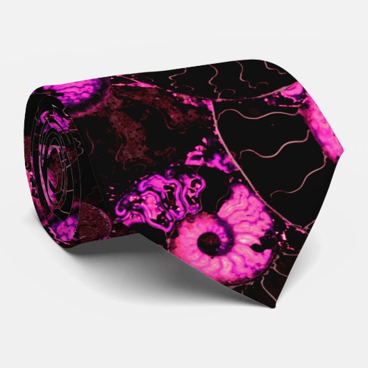 Roze Nautilus fossiel shell patroon Stropdas (Opgerold)