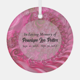 Roze Nautilus Fractal Memorial Keepslag Suncatcher Glas Ornament