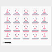 Roze Nautisch Afstuderen Vierkante Sticker (Vel)
