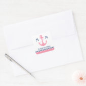 Roze Nautisch Afstuderen Vierkante Sticker (Envelop)